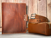 Corporate Gift Set - Leather Planner & Belt for Men & Toiletry Bag - Legendary Hide