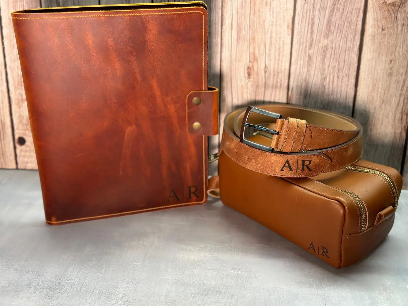 Corporate Gift Set - Leather Planner & Belt for Men & Toiletry Bag - Legendary Hide