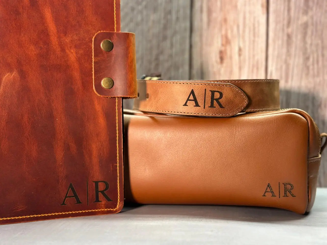 Corporate Gift Set - Leather Planner & Belt for Men & Toiletry Bag - Legendary Hide