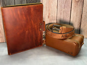 Corporate Gift Set - Leather Planner & Belt for Men & Toiletry Bag - Legendary Hide