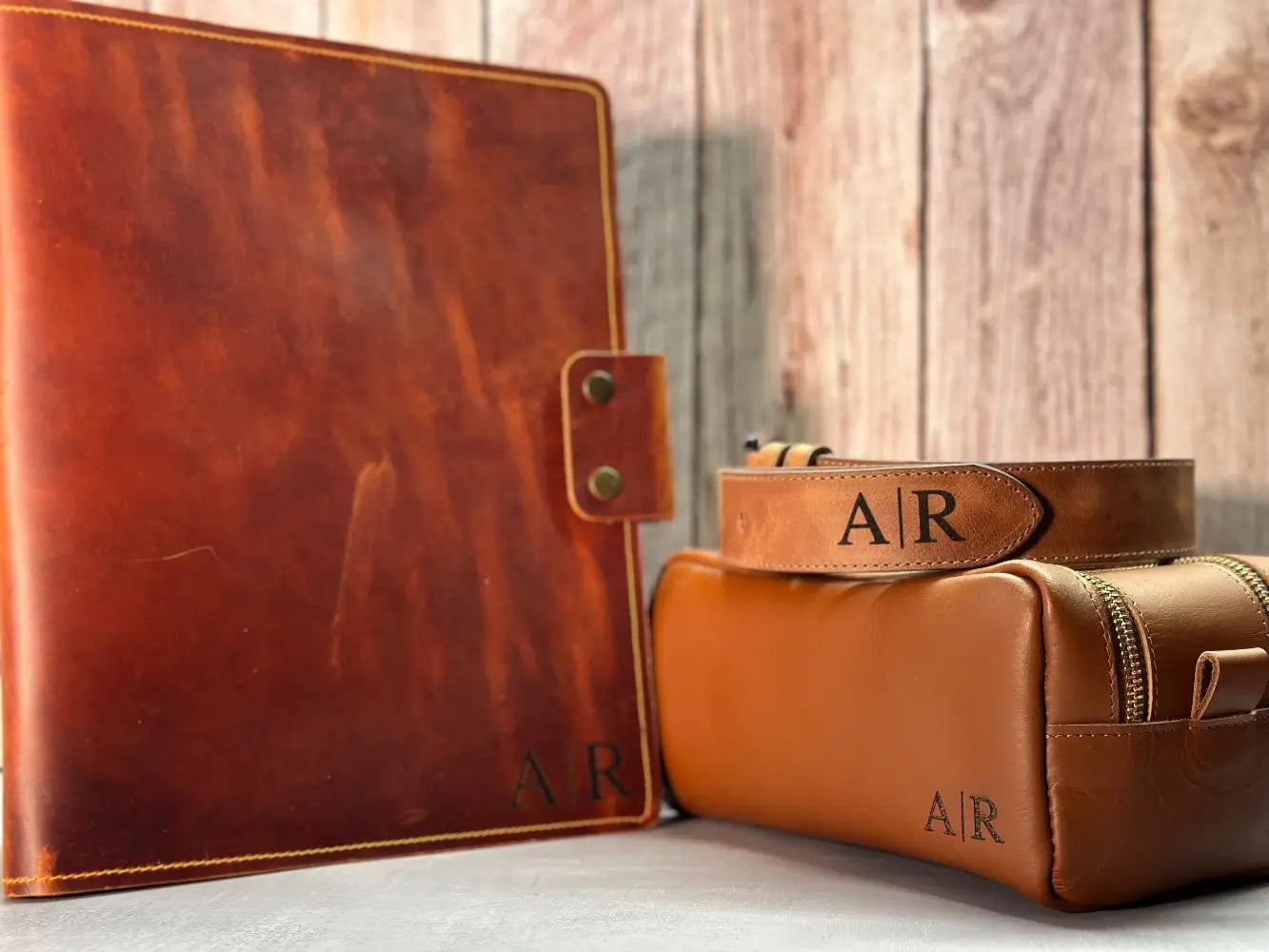 Corporate Gift Set - Leather Planner & Belt for Men & Toiletry Bag - Legendary Hide