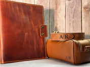 Corporate Gift Set - Leather Planner & Belt for Men & Toiletry Bag - Legendary Hide
