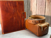Corporate Gift Set - Leather Planner & Belt for Men & Toiletry Bag - Legendary Hide