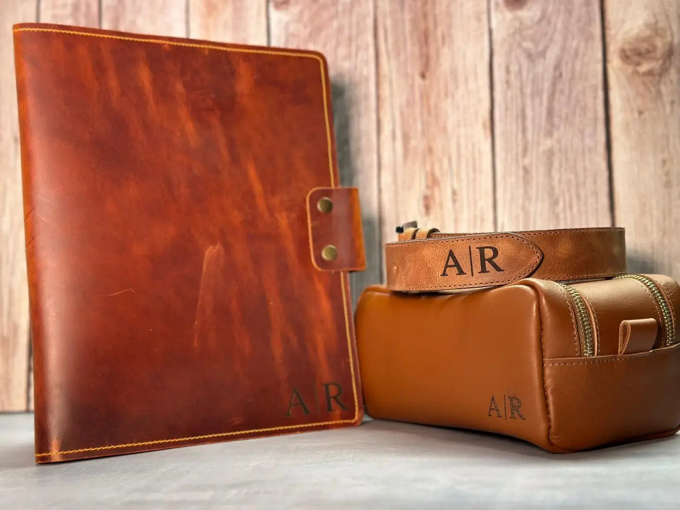 Corporate Gift Set - Leather Planner & Belt for Men & Toiletry Bag - Legendary Hide