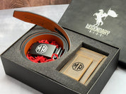 Engraved Leather Belt + Wallet, Groomsmen Gift, Click Ratchet Belt + Wallet Gift Set for Him – Perfect Gift for Leather Belt Husband