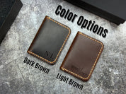 Personalized Leather Wallet for Men, Custom Engraved Full Grain Slim Wallet, Groomsmen Gift, Minimalist Wallet with Name or Logo