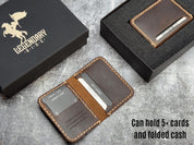 Personalized Leather Wallet for Men, Custom Engraved Full Grain Slim Wallet, Groomsmen Gift, Minimalist Wallet with Name or Logo