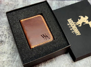 Personalized Leather Wallet for Men, Custom Engraved Full Grain Slim Wallet, Groomsmen Gift, Minimalist Wallet with Name or Logo