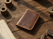 Personalized Leather Wallet for Men, Custom Engraved Full Grain Slim Wallet, Groomsmen Gift, Minimalist Wallet with Name or Logo