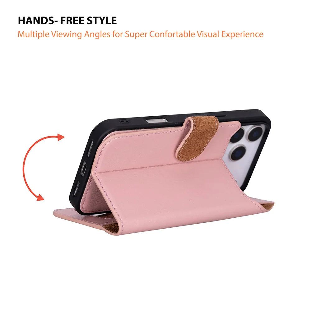 Pink leather MagSafe wallet case for iPhone 18 Pro and 17 Pro - view 4