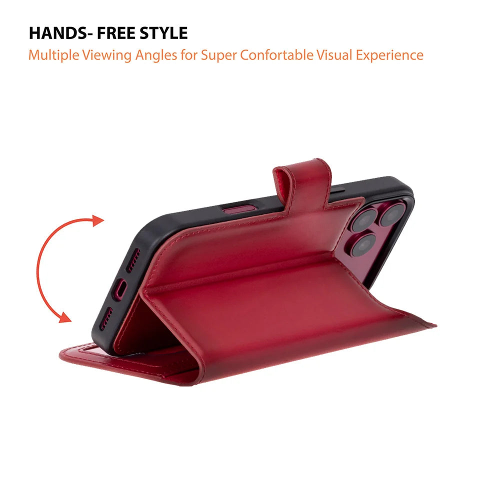 Red leather MagSafe wallet case for iPhone 18 Pro and 17 Pro - view 4