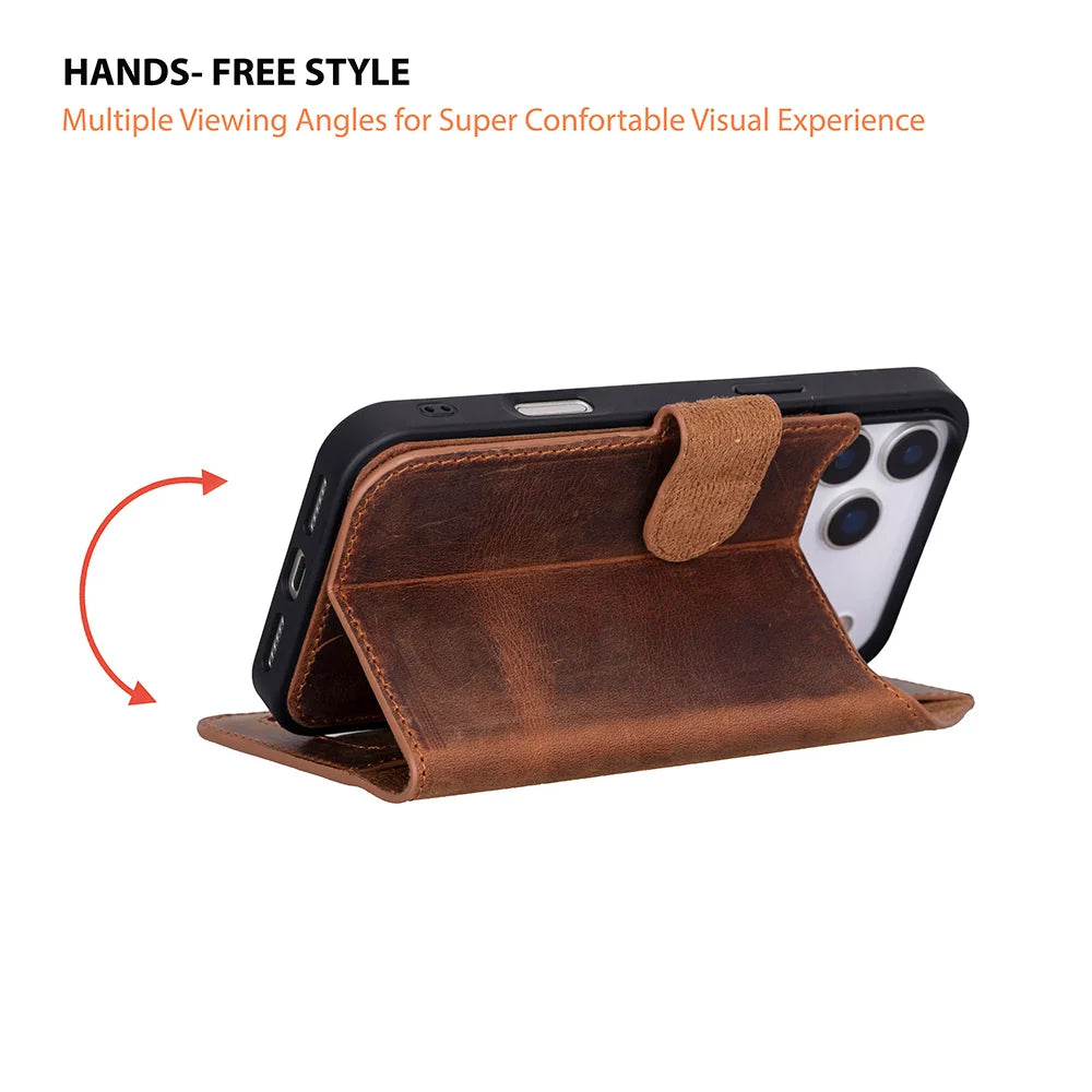 Saddle Brown leather MagSafe wallet case for iPhone 18 Pro and 17 Pro - view 4