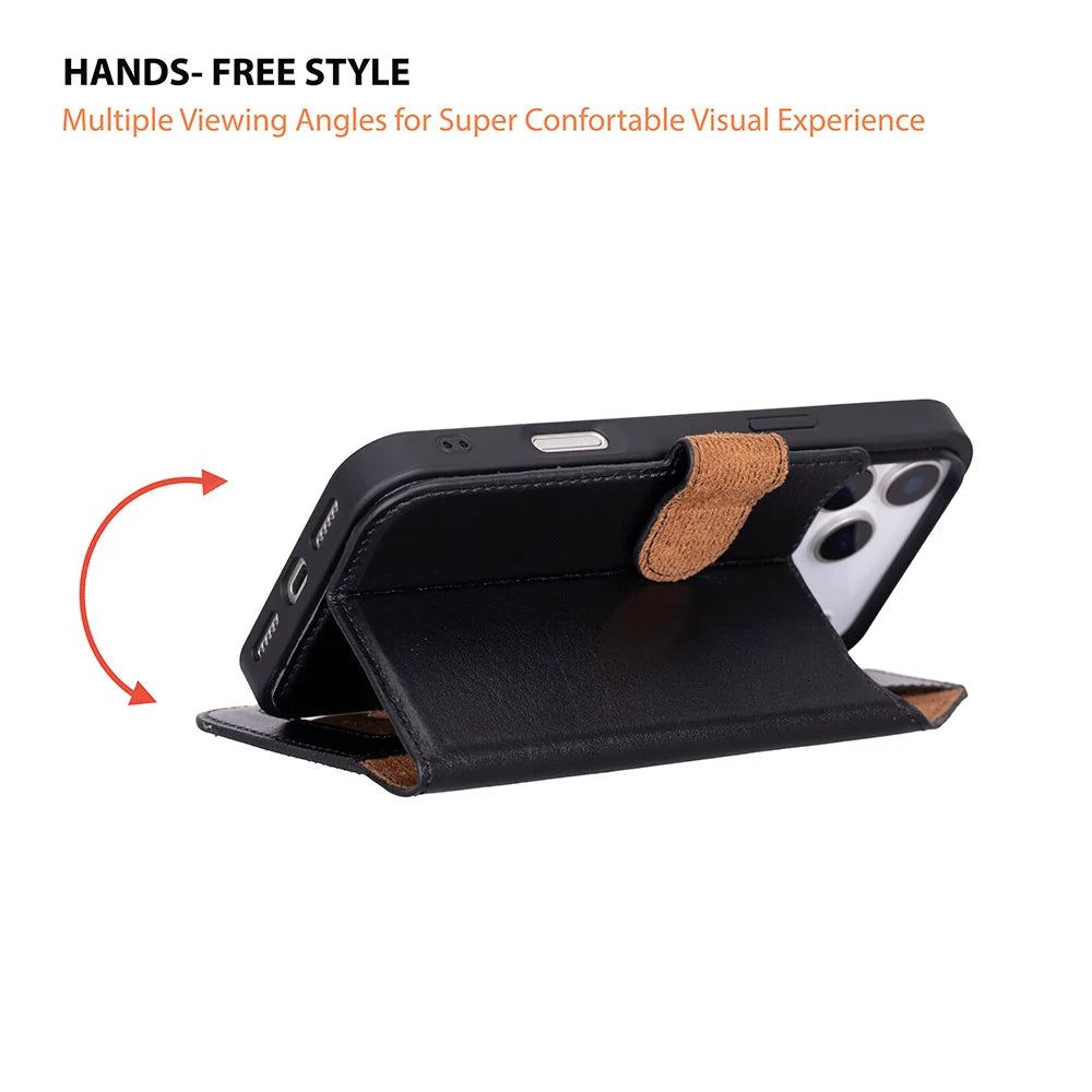 Black leather MagSafe wallet case for iPhone 18 Pro and 17 Pro - view 4
