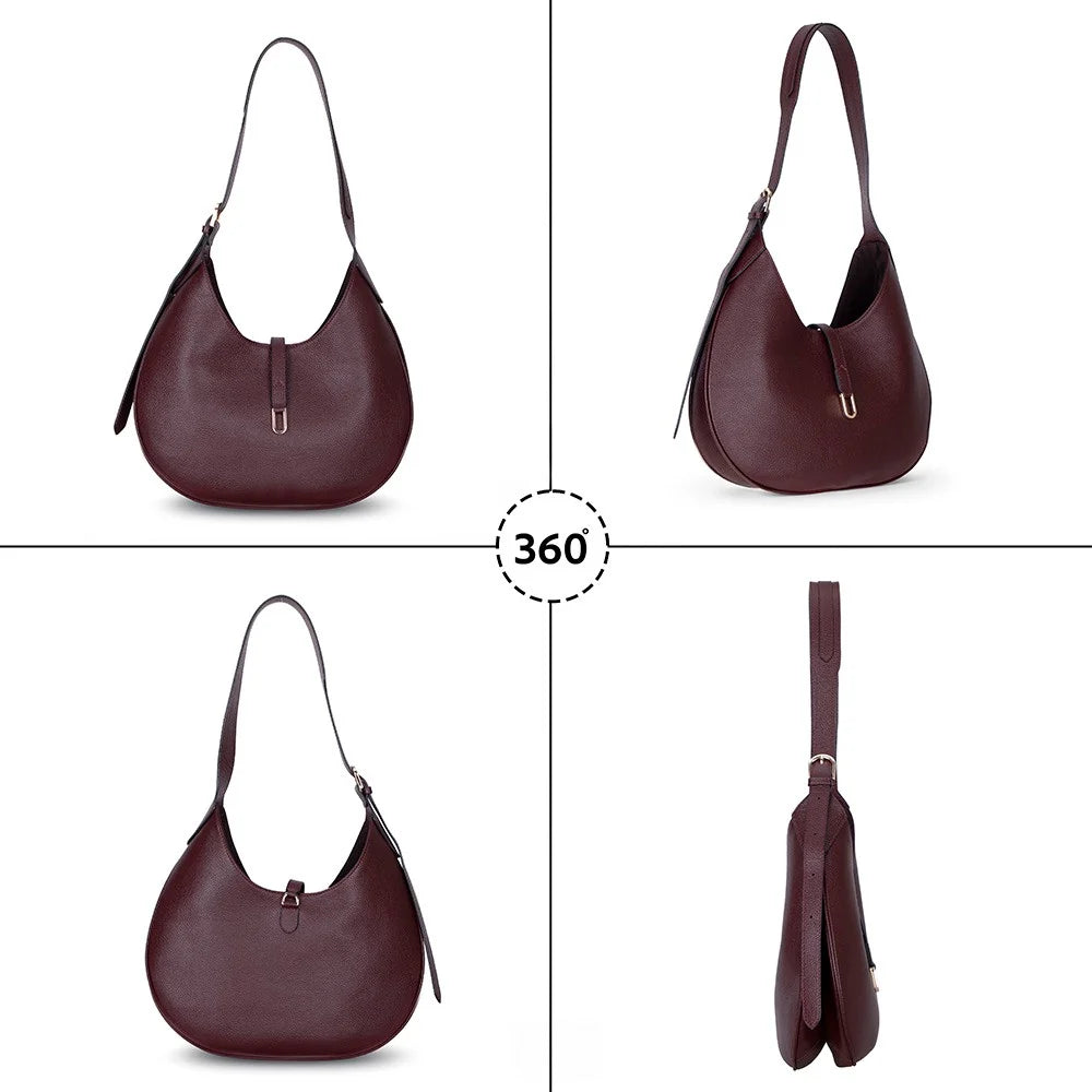 Selene Crescent Leather Shoulder Bag – Personalized Women's Hobo Purse