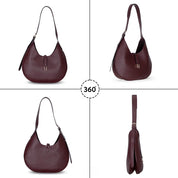 Selene Crescent Leather Shoulder Bag – Personalized Women's Hobo Purse