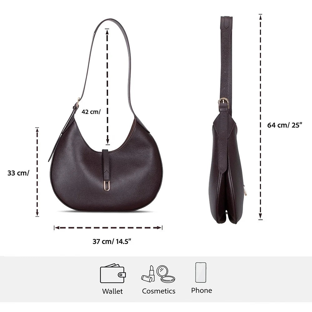 Selene Crescent Leather Shoulder Bag – Personalized Women's Hobo Purse