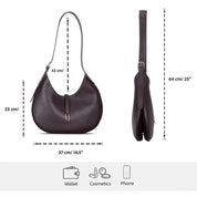 Selene Crescent Leather Shoulder Bag – Personalized Women's Hobo Purse