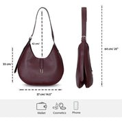 Selene Crescent Leather Shoulder Bag – Personalized Women's Hobo Purse