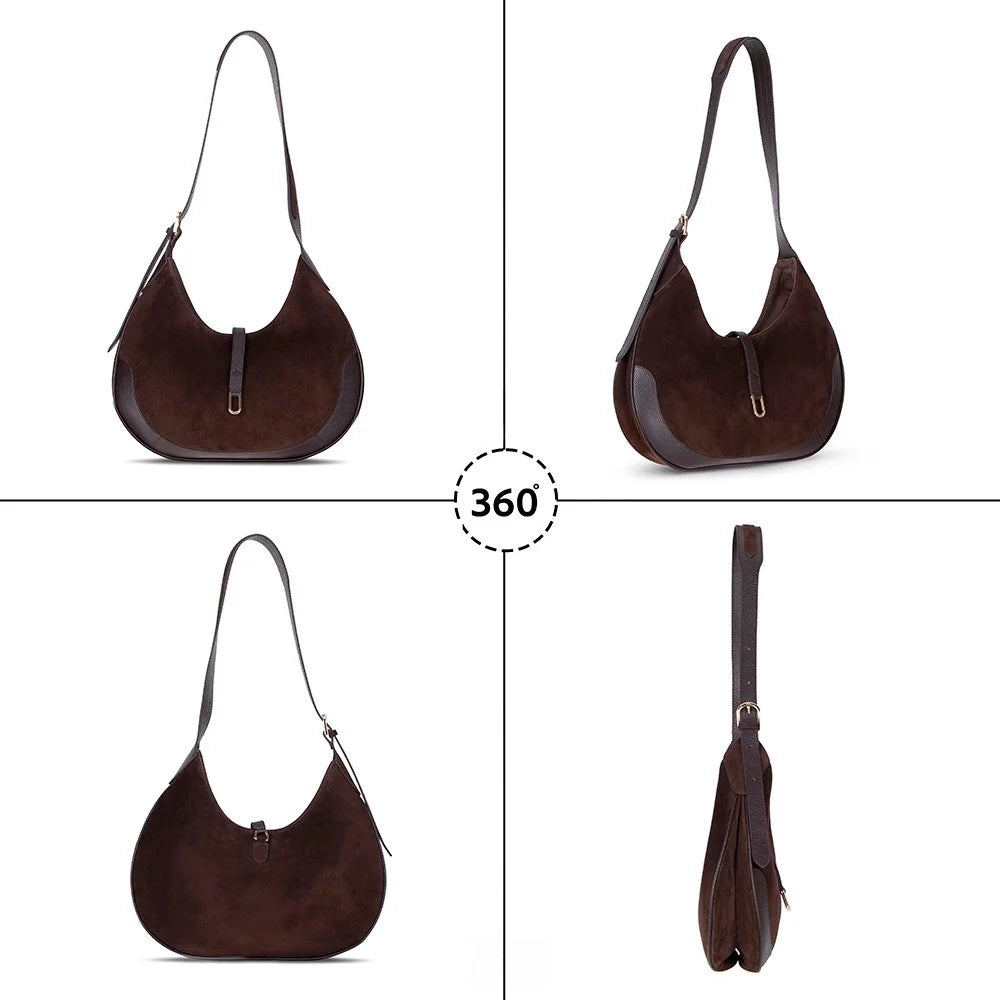 Selene Crescent Leather Shoulder Bag – Personalized Women's Hobo Purse