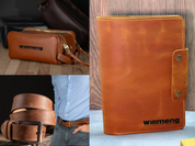 100 Units Gift Set - Leather Jounal  & Belt & Toiletry Bag