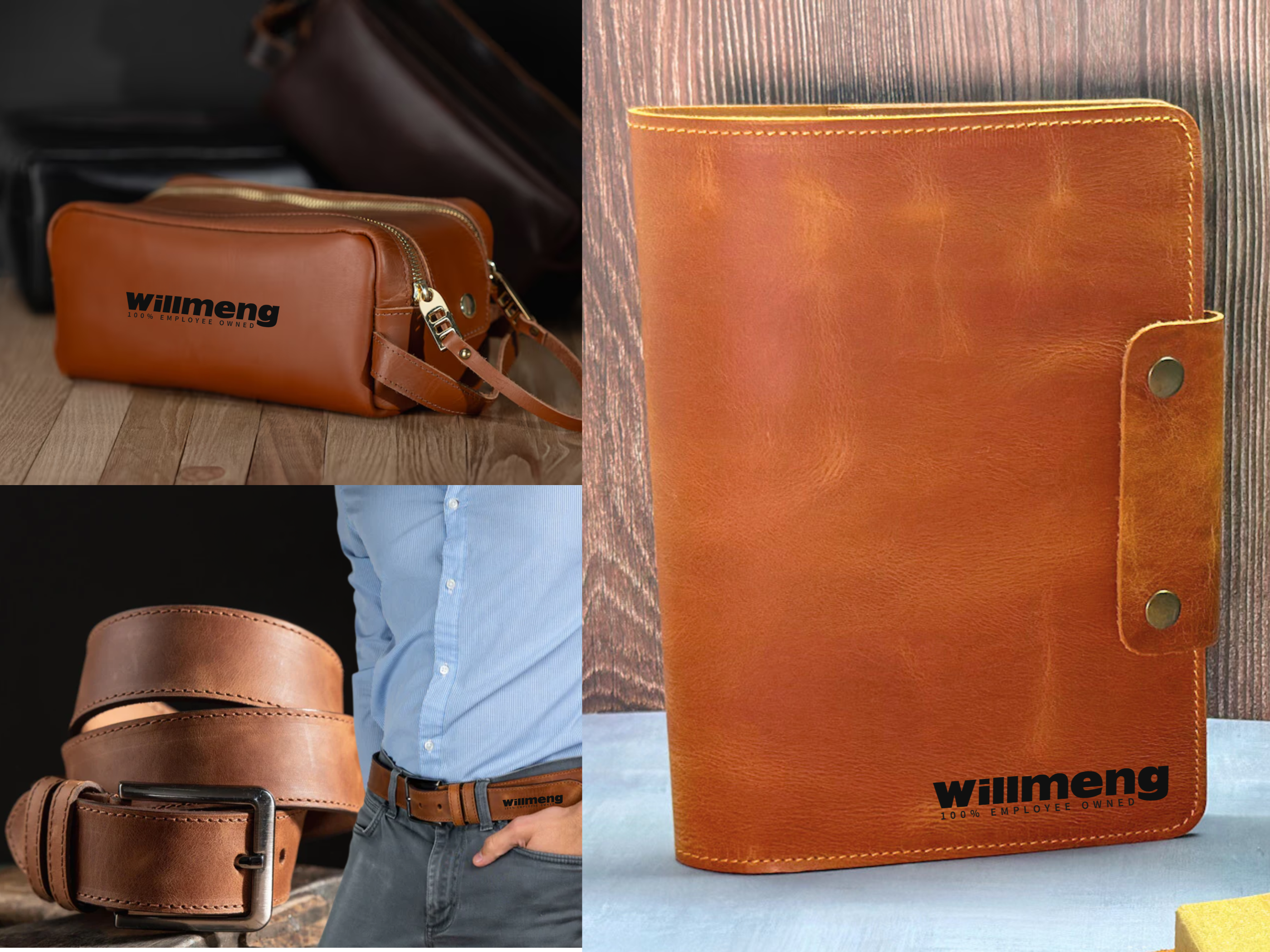 100 Units Gift Set - Leather Jounal  & Belt & Toiletry Bag