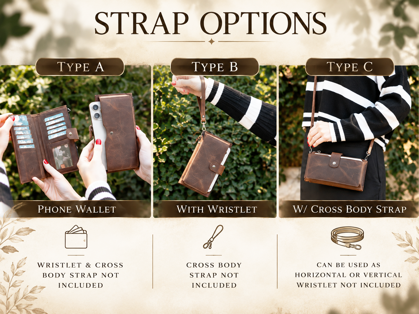 Leather Wallet with Phone Compartment, Modern Travel Accessory, Crossbody Phone Wallet, Leather Bag, Women's Purse