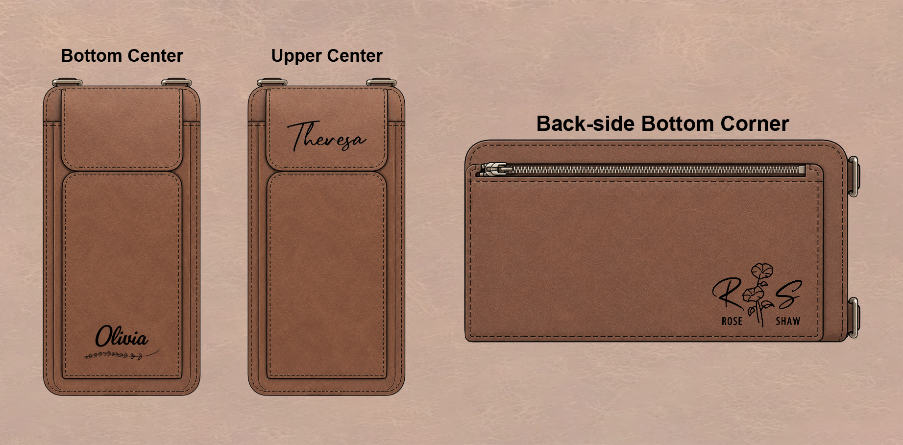 Personalized Leather Crossbody Phone Bag & Wallet