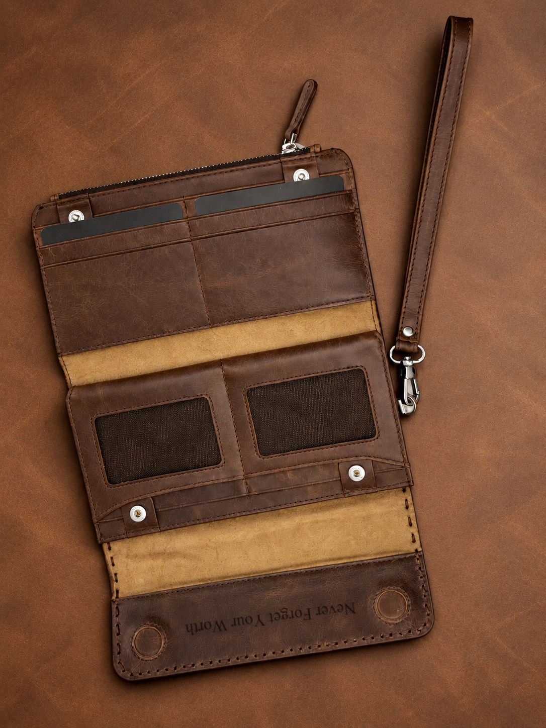 Personalized Leather Wallet for Women, Leather Zip Wallet with Wristlet, Gift for Her, Leather Clutch