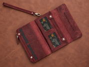 Personalized Leather Wallet for Women, Leather Zip Wallet with Wristlet, Gift for Her, Leather Clutch