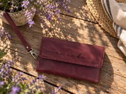 Personalized Leather Wallet for Women, Leather Zip Wallet with Wristlet, Gift for Her, Leather Clutch