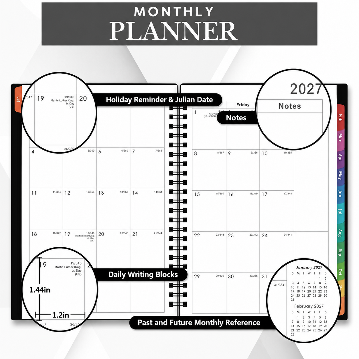2026-2027 Leather Planner, Personalized Refillable Leather Journal A5 Size + Free Pen