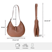 Selene Crescent Leather Shoulder Bag – Personalized Women's Hobo Purse