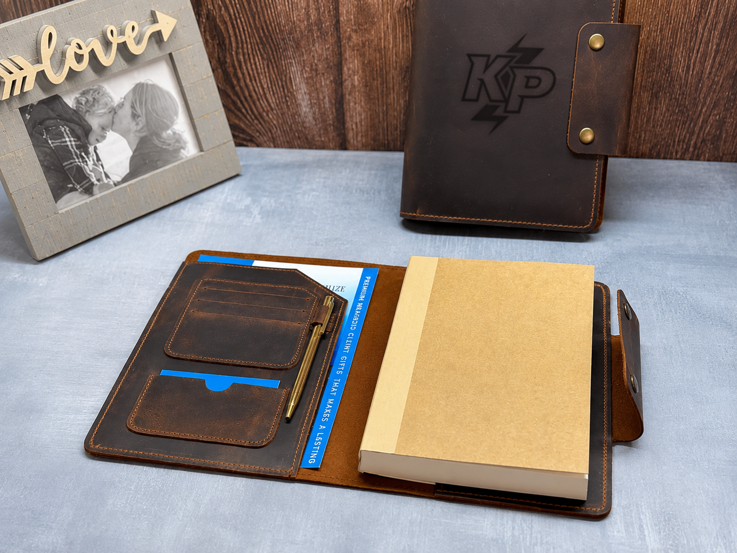30 Units Dark brown - Personalized Refillable Leather Journal with custom engraving