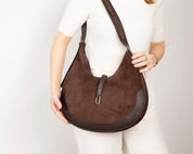 Selene Crescent Leather Shoulder Bag – Personalized Women's Hobo Purse