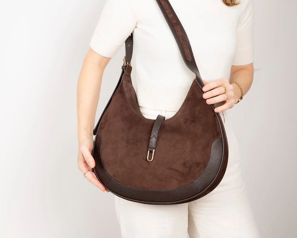 Selene Crescent Leather Shoulder Bag – Personalized Women's Hobo Purse