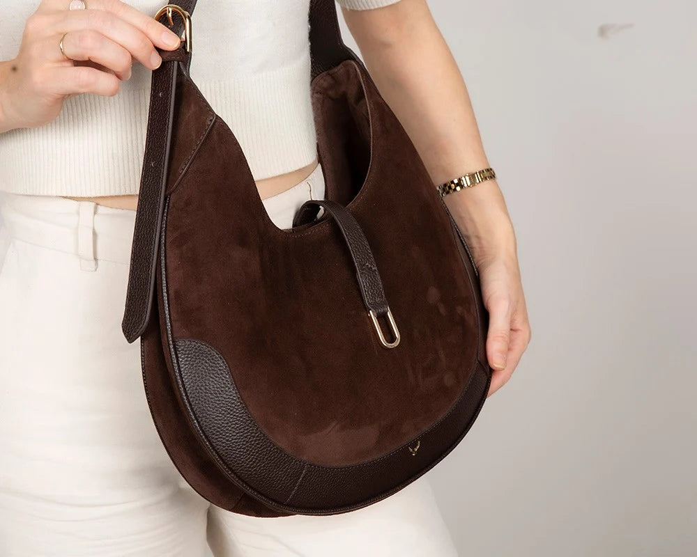 Selene Crescent Leather Shoulder Bag – Personalized Women's Hobo Purse