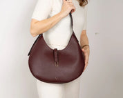 Selene Crescent Leather Shoulder Bag – Personalized Women's Hobo Purse