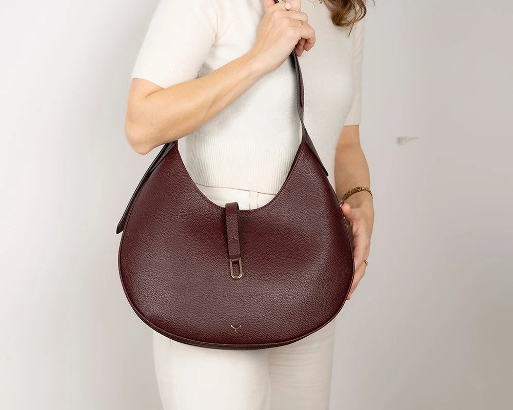 Selene Crescent Leather Shoulder Bag – Personalized Women's Hobo Purse