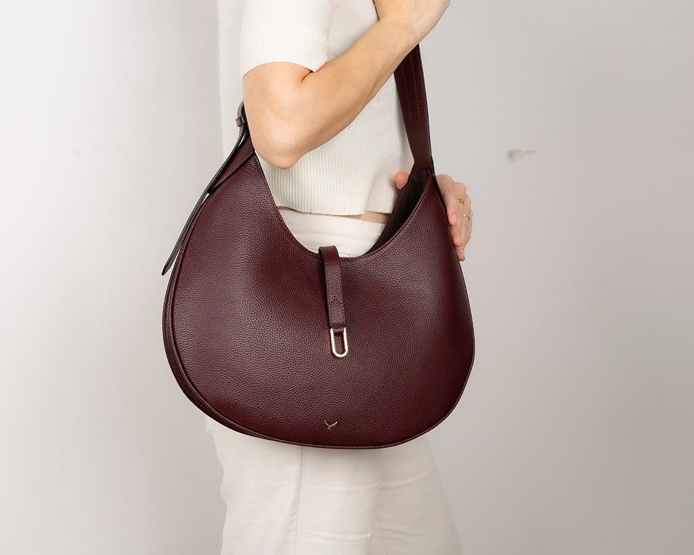 Selene Crescent Leather Shoulder Bag – Personalized Women's Hobo Purse