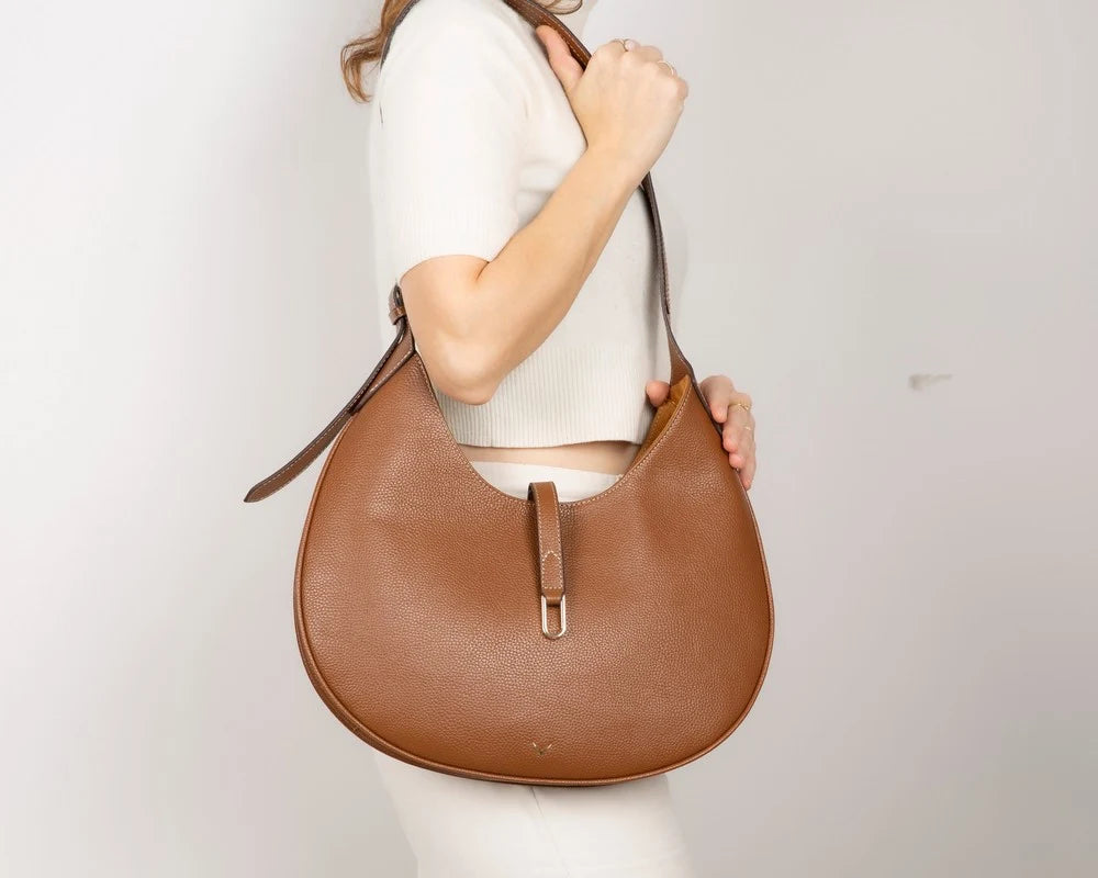 Selene Crescent Leather Shoulder Bag – Personalized Women's Hobo Purse