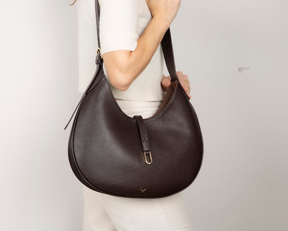 Selene Crescent Leather Shoulder Bag – Personalized Women's Hobo Purse