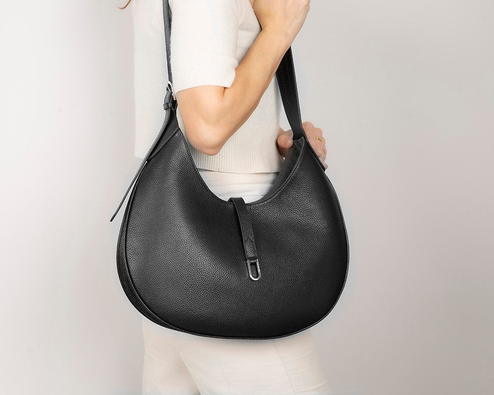 Selene Crescent Leather Shoulder Bag – Personalized Women's Hobo Purse