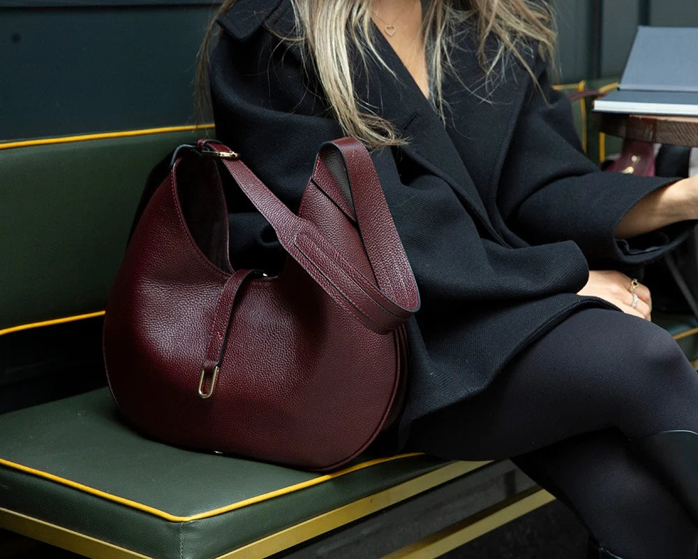 Selene Crescent Leather Shoulder Bag – Personalized Women's Hobo Purse