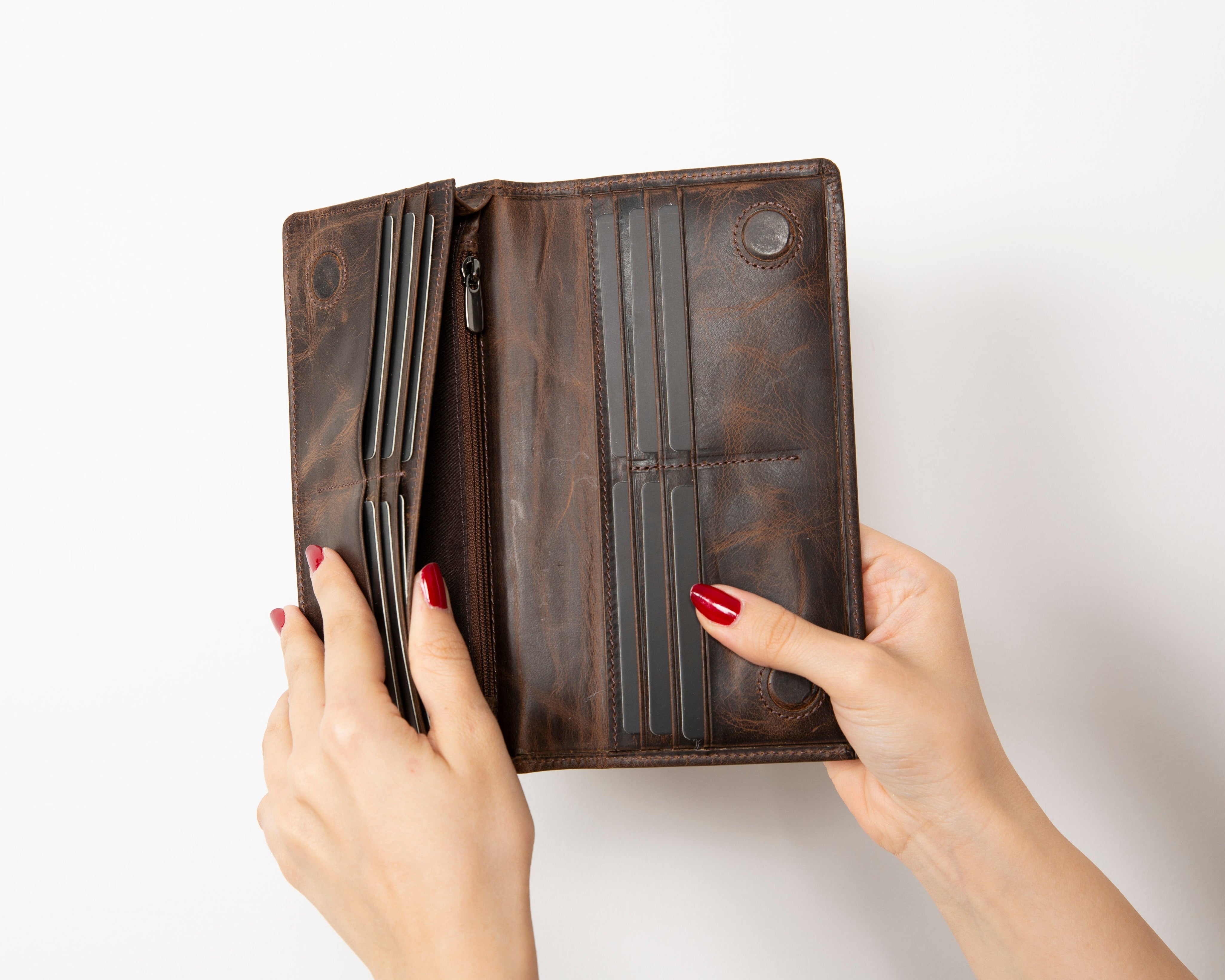Sentinel Leather Wallet – Unisex RFID Long Wallet with Phone Pocket