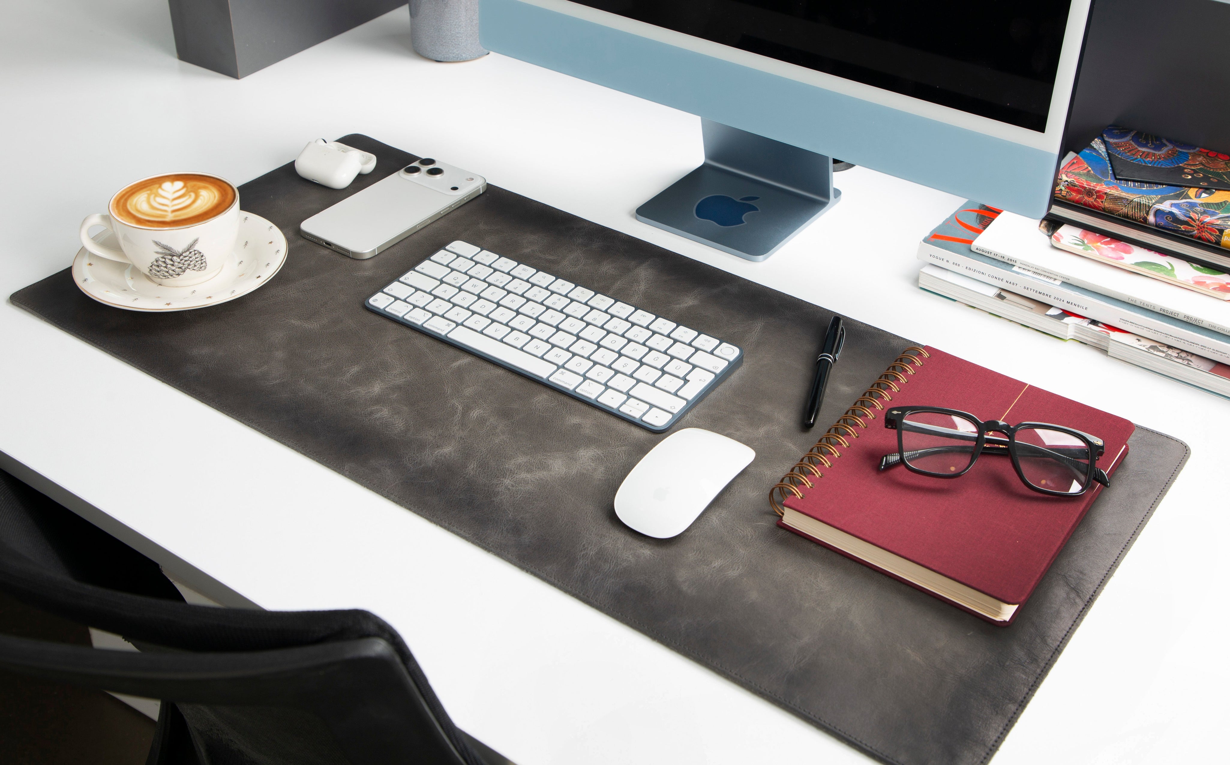 Personalized Leather Desk Mat, Medium (15" x 31") – Custom Engraved Desk Pad & Mouse Pad
