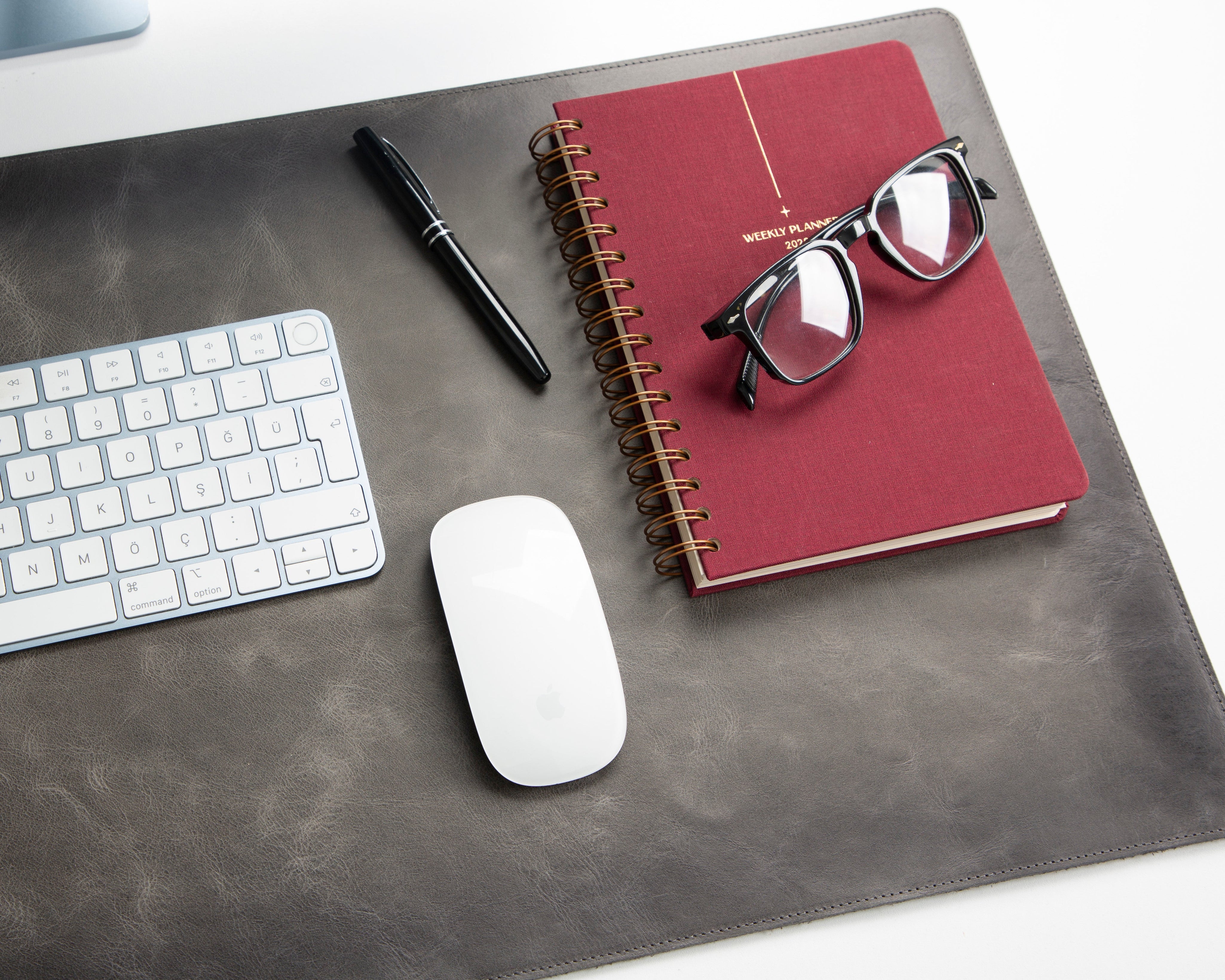 Personalized Leather Desk Mat, Medium (15" x 31") – Custom Engraved Desk Pad & Mouse Pad