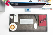 Personalized Leather Desk Mat, Medium (15" x 31") – Custom Engraved Desk Pad & Mouse Pad