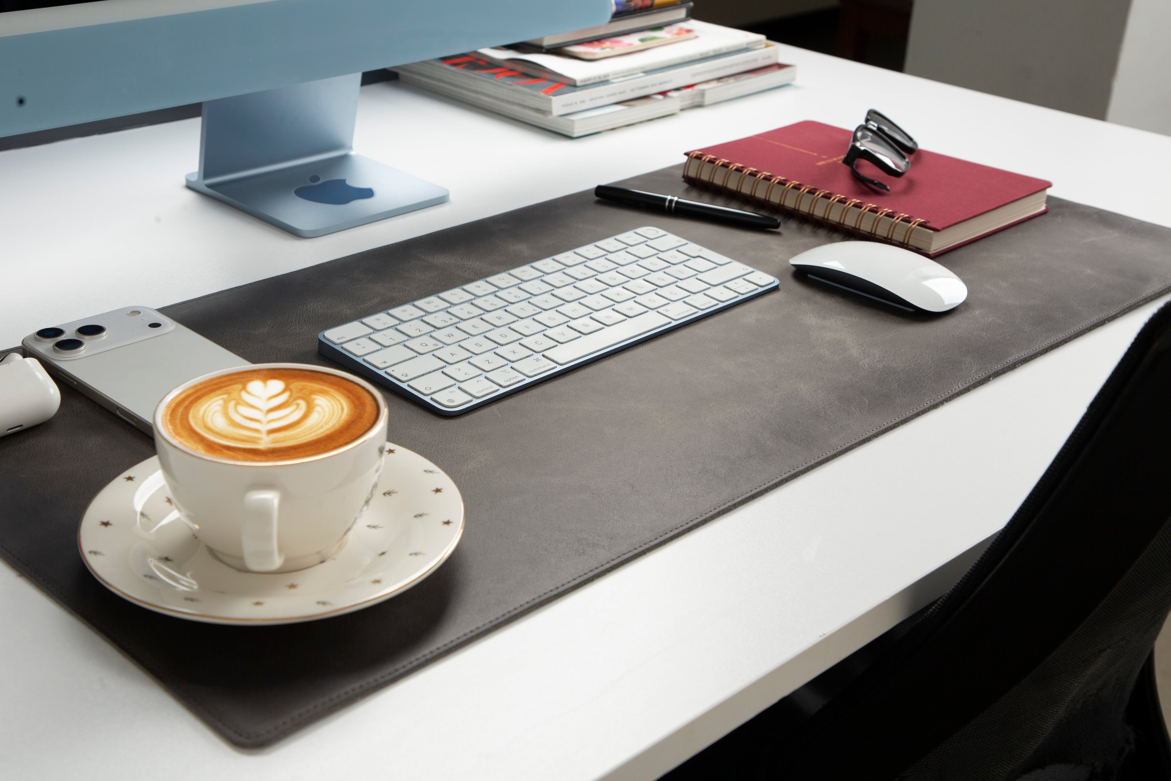 Personalized Leather Desk Mat, Medium (15" x 31") – Custom Engraved Desk Pad & Mouse Pad