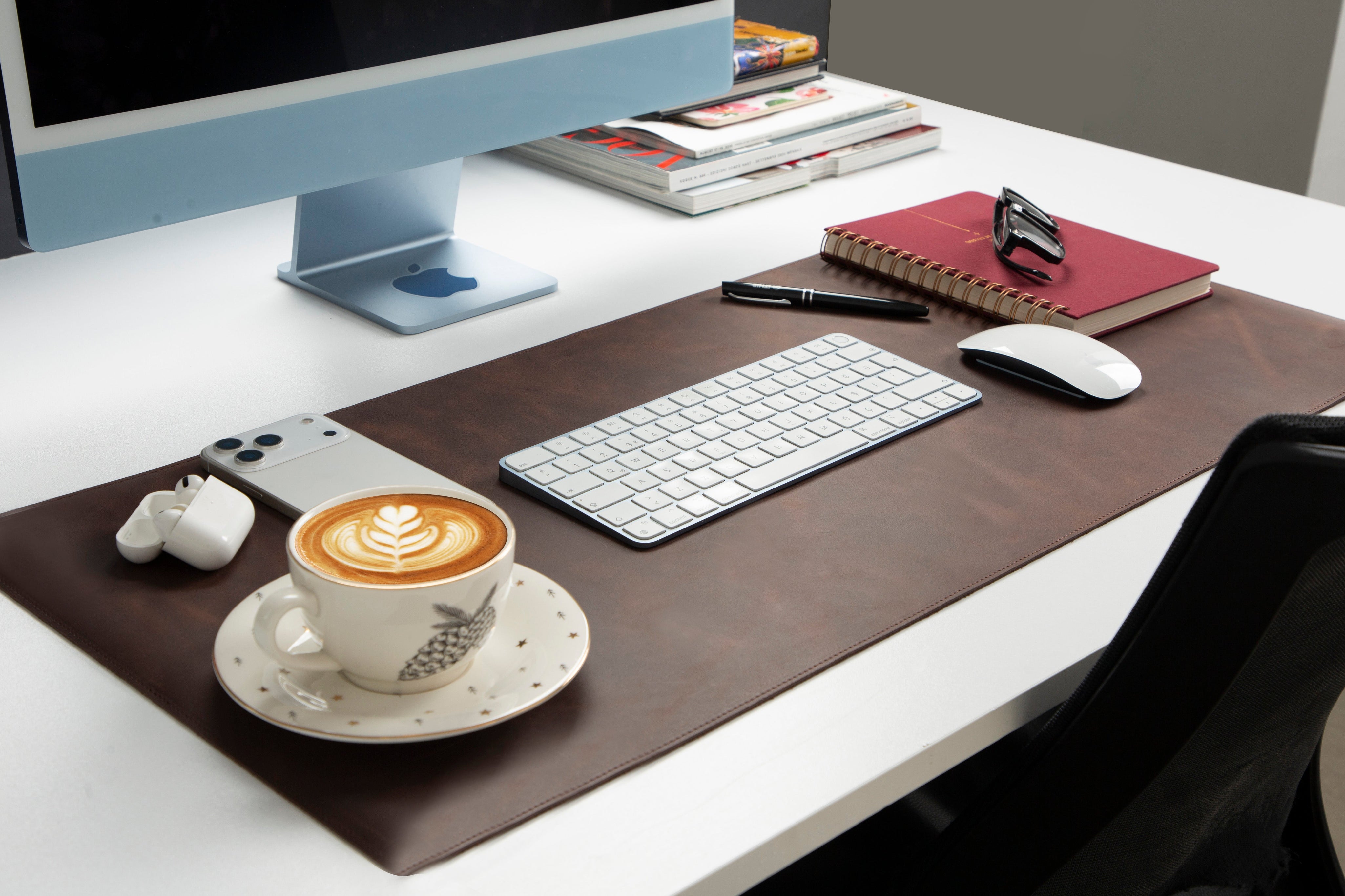 Personalized Leather Desk Mat, Medium (15" x 31") – Custom Engraved Desk Pad & Mouse Pad