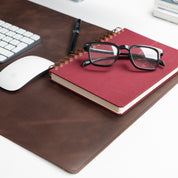 Personalized Leather Desk Mat, Medium (15" x 31") – Custom Engraved Desk Pad & Mouse Pad